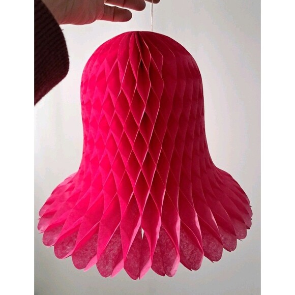 VTG Beistle Honeycomb Tissue Paper Bell Lot of 4 Christmas Decorations Red Green - Picture 6 of 8